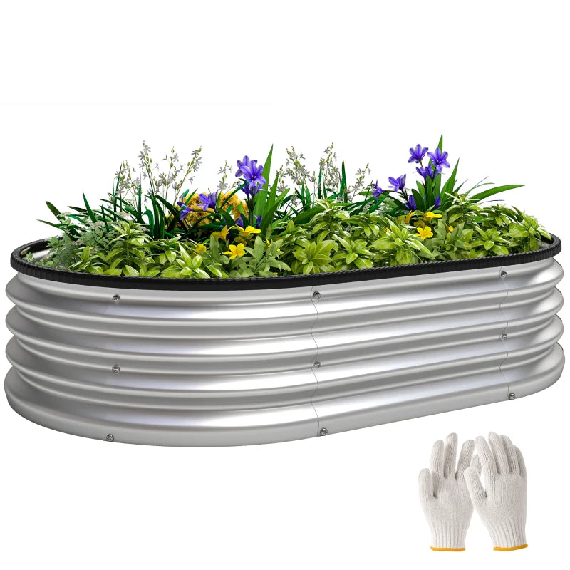 Galvanized Raised Garden Bed, 4 x 3 x 1 ft Modular Metal Garden Beds with Rubber Strip Edging, Silver