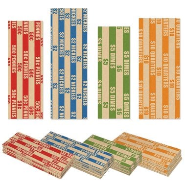 Nadex Coins™ Flat Standard Striped Coin Roll Wrappers for U.S. Coins (300 Pack)