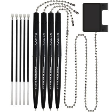 Nadex Coins™ Ball and Chain Security Pen Set (4 Pen; Black)