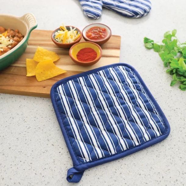 Better Houseware Striped Pot Holder (Blue)