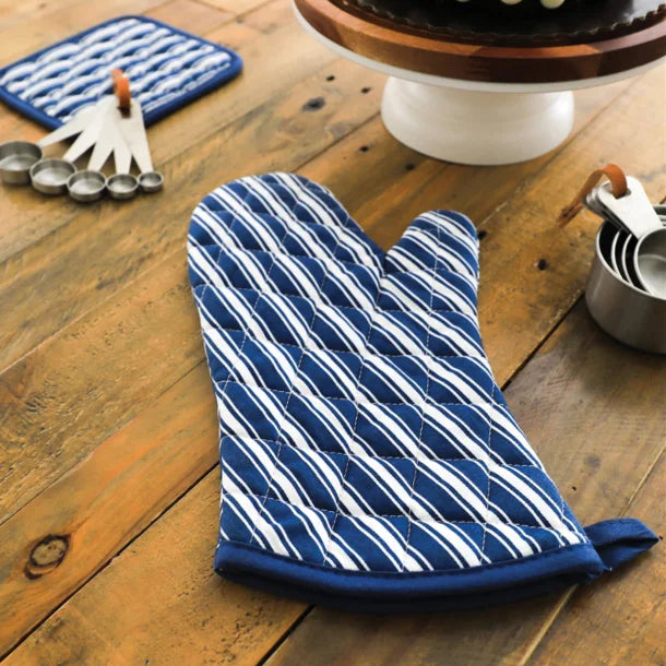 Better Houseware Striped Oven Mitt (Blue)