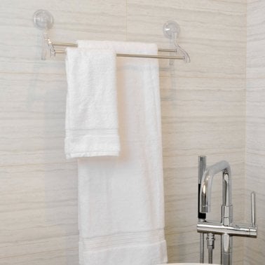 Better Houseware Suction-Cup Double Towel Bar, Clear