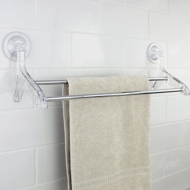 Better Houseware Suction-Cup Double Towel Bar, Clear