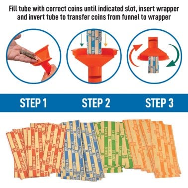 Nadex Coins™ Easy-Wrap 4-Coin Tube Set with Coin Roll Wrappers