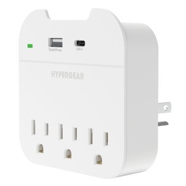 HyperGear® Multi-Plug 5-Outlet Wall Tap with USB-C® and USB Ports, White