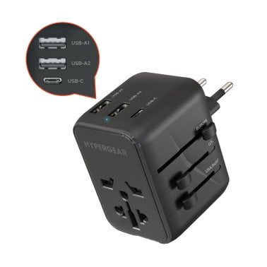 HyperGear® WorldCharge Universal Travel Adapter with USB/USB-C® (Black)