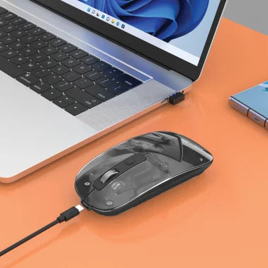 Manhattan® Transparent Wireless Optical Computer Mouse, 3 Buttons, 2.4 GHz (Black)