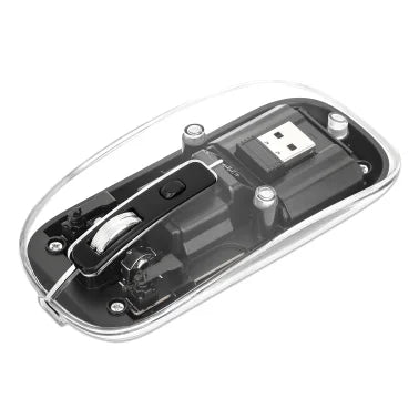 Manhattan® Transparent Wireless Optical Computer Mouse, 3 Buttons, 2.4 GHz (Black)
