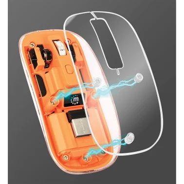 Manhattan® Transparent Wireless Optical Computer Mouse, 3 Buttons, 2.4 GHz (Orange)