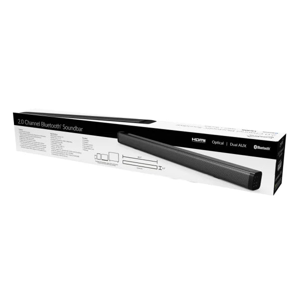 Supersonic® Bluetooth® 2.0-Channel 30-In. Low-Profile Sound Bar with Remote, SC-1420SB, Black