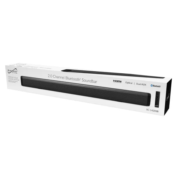 Supersonic® Bluetooth® 2.0-Channel 30-In. Low-Profile Sound Bar with Remote, SC-1420SB, Black