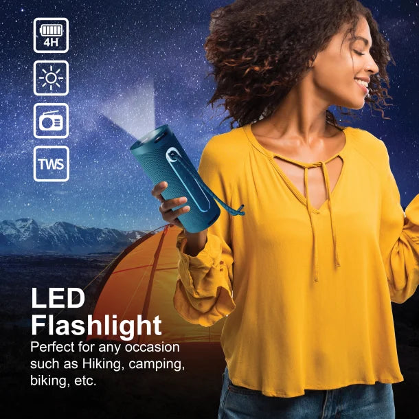 Supersonic® Portable Bluetooth® Speaker with LED Flashlight and Speakerphone, SC-2340BT (Blue)