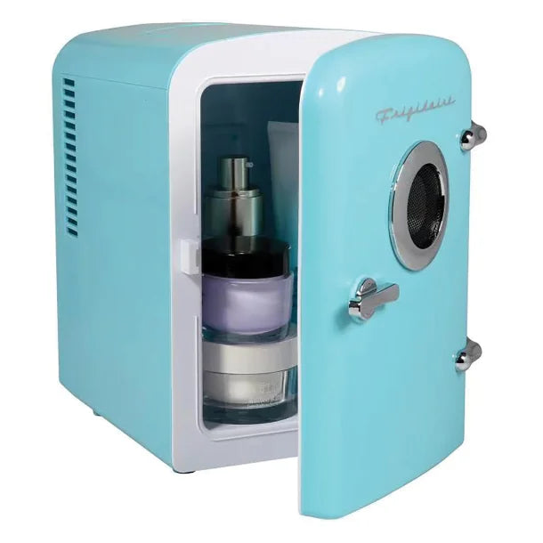 Frigidaire® 6-Can Retro Portable Beverage Refrigerator with Bluetooth® Speaker (Blue)
