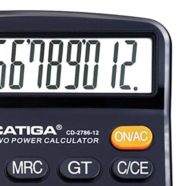 CATIGA® by Adesso® CD-2786 12-Digit Home and Office Calculator, Dual Power (Black)