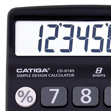 CATIGA® by Adesso® CD-8185 8-Digit Home and Office Calculator, Dual Power (Black)