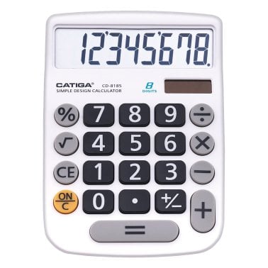 CATIGA® by Adesso® CD-8185 8-Digit Home and Office Calculator, Dual Power (White)