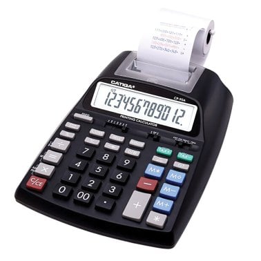 CATIGA® by Adesso® CP-90A 12-Digit Printing Calculator and Adding Machine, Dual Power (Black)