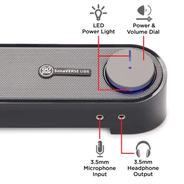 GOgroove® SonaVERSE UBR LED Sound Bar Speaker with Angled Design