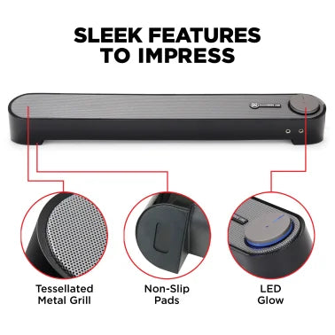 GOgroove® SonaVERSE UBR LED Sound Bar Speaker with Angled Design
