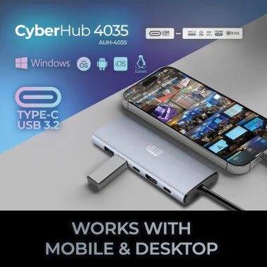 Adesso® CyberHub 4035 6-in-1 USB-C® Multiport Docking Station