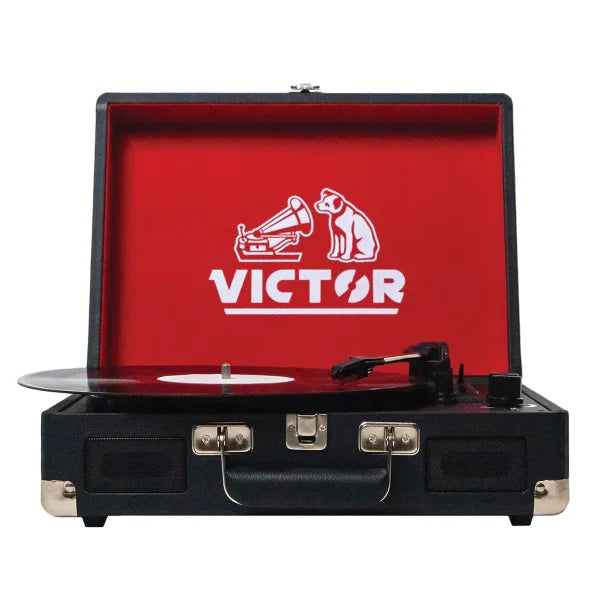 Victor® Metro Dual-Bluetooth® Belt-Drive Suitcase Turntable, VSRP-800 (Black)