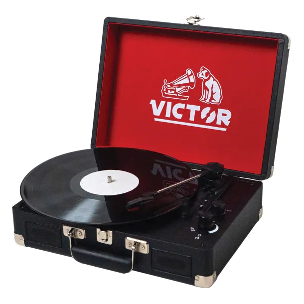 Victor® Metro Dual-Bluetooth® Belt-Drive Suitcase Turntable, VSRP-800 (Black)