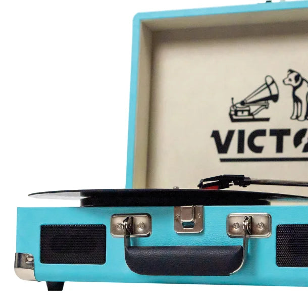 Victor® Metro Dual-Bluetooth® Belt-Drive Suitcase Turntable, VSRP-800 (Turquoise)