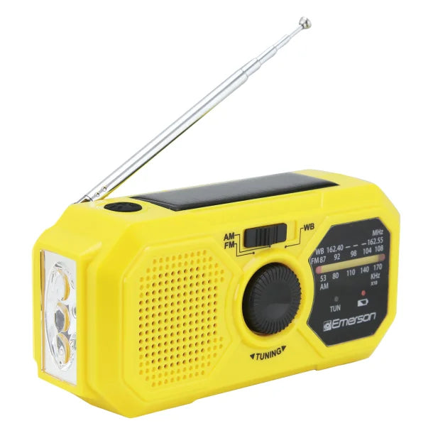 Emerson® Emergency AM/FM Portable Weather Radio and Power Bank, Yellow, ER-7050