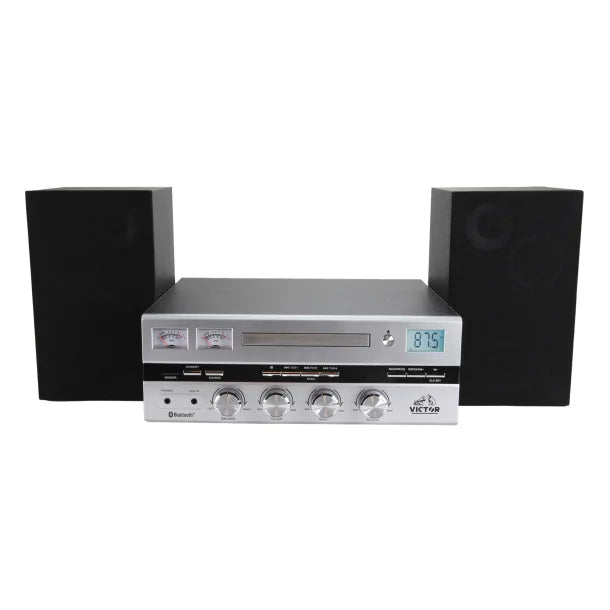 Victor® Milwaukee Desktop Home Stereo System with CD Player, FM Radio, Detached Speakers, and Bluetooth®, VDTS-4450-SL