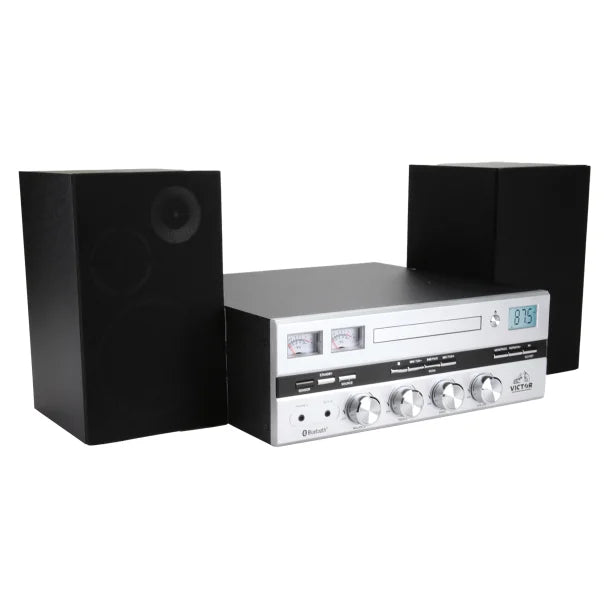 Victor® Milwaukee Desktop Home Stereo System with CD Player, FM Radio, Detached Speakers, and Bluetooth®, VDTS-4450-SL