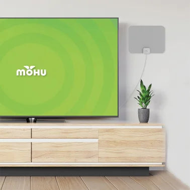 Mohu Leaf Ultra-Thin Indoor TV Antenna, Warm Grey Design, 40-Mile Range, UHF VHF Multi-Directional, 4K 8K UHD NEXTGEN TV - with 12-Ft. Cable