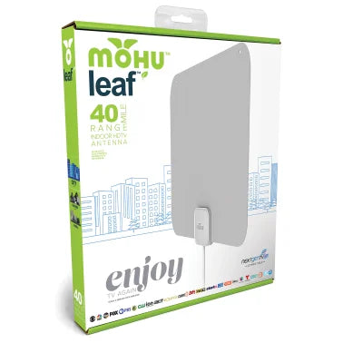 Mohu Leaf Ultra-Thin Indoor TV Antenna, Warm Grey Design, 40-Mile Range, UHF VHF Multi-Directional, 4K 8K UHD NEXTGEN TV - with 12-Ft. Cable