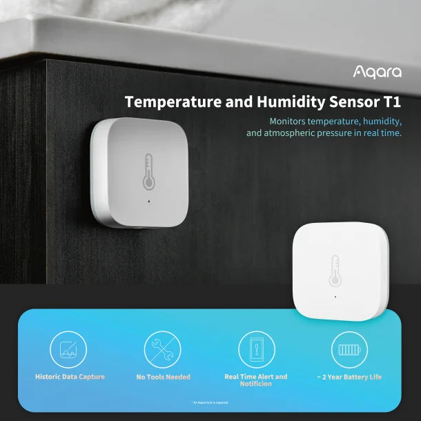 Aqara® Smart Temperature and Humidity Sensor T1, White