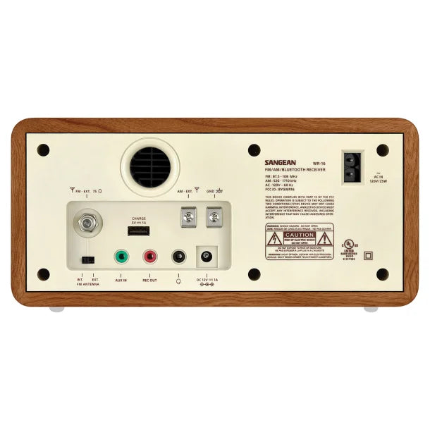 Sangean® Bluetooth® Tabletop Retro Wooden-Cabinet AM/FM/Aux Radio Receiver, WR-16