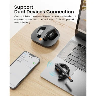 EKSAtelecom S30 Bluetooth® Open-Ear Air-Conduction Headset with Microphone, True Wireless with Charging Case, Black