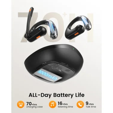 EKSAtelecom S30 Bluetooth® Open-Ear Air-Conduction Headset with Microphone, True Wireless with Charging Case, Black