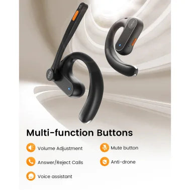 EKSAtelecom S30 Bluetooth® Open-Ear Air-Conduction Headset with Microphone, True Wireless with Charging Case, Black