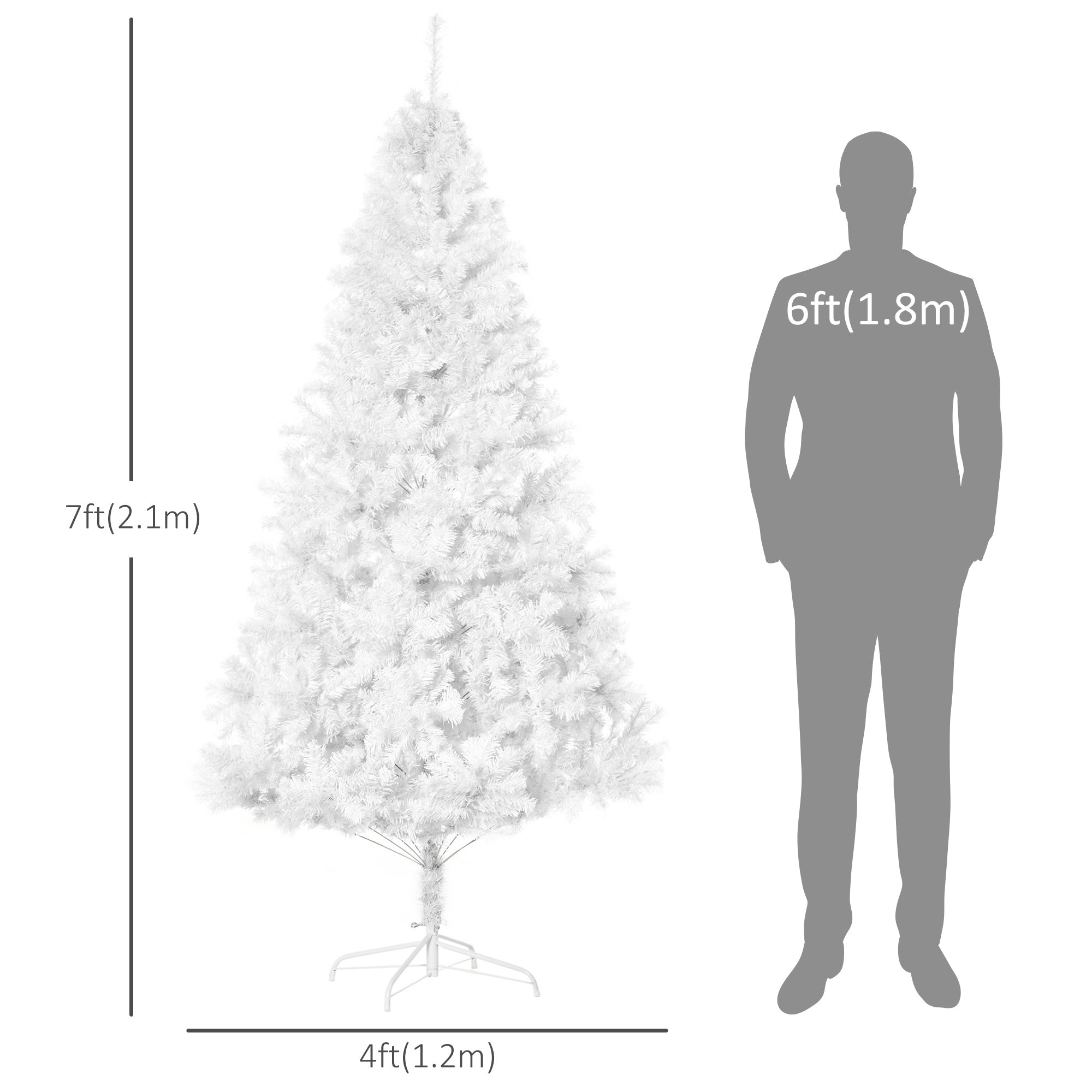 HOMCOM 7ft White Christmas Tree with Stand, Holiday Decoration - Create a Festive Atmosphere 