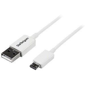 2m White Micro USB Cable - A to Micro B 