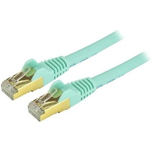 6 in CAT6a Ethernet Cable - 10 Gigabit Category 6a Shielded Snagless 100W PoE Patch Cord - 10GbE Aqua UL Certified Wiring/TIA 