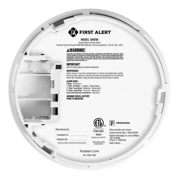 First Alert® SM200 Battery-Operated Smoke Alarm with Slim Profile