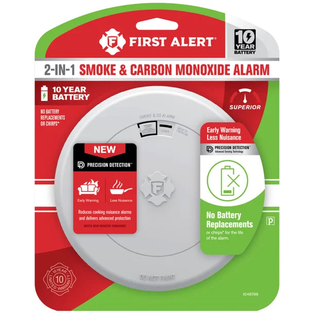 First Alert® SMCO210 Sealed 10-Year-Battery 2-in-1 Smoke and CO Alarm with Slim Profile