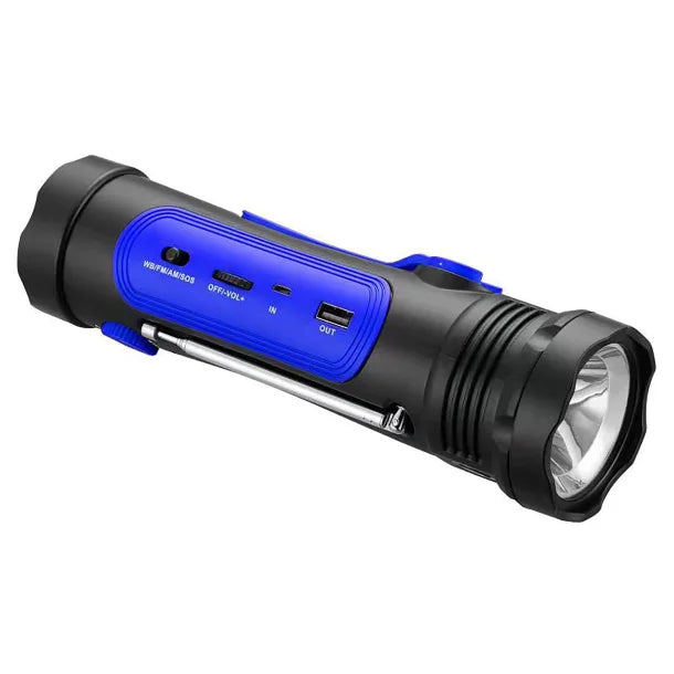 Azpen® 8-in-1 Emergency LED Flashlight with AM/FM Weather Radio and SOS Alarm, AFR200 (Blue)