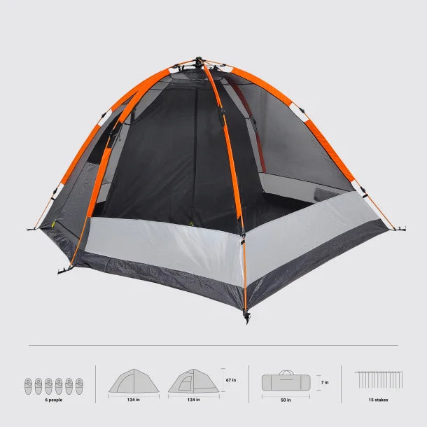 Outdoors Professional Happy Home 6-Person Pop-up Dome Camping Tent, Gray