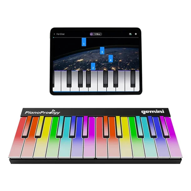 Gemini® GPP-101 PianoProdigy Expandable 24-Key Bluetooth® MIDI Learning Keyboard with Light-up Keys