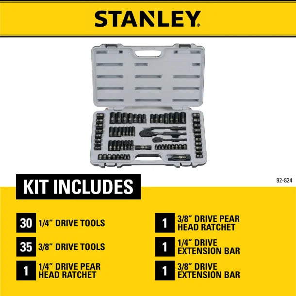 STANLEY® 69-Piece Black-Chrome Socket Set, 92-824