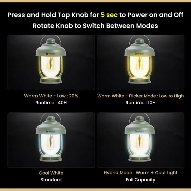 ARROWHEAD OUTDOOR™ 280-Lumen 6-In. 4-Lighting-Modes Rechargeable LED Camping Lantern