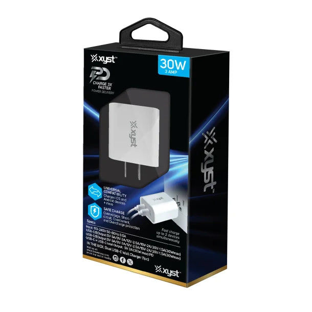 XYST™ 30-Watt Dual USB-C® Wall Charger