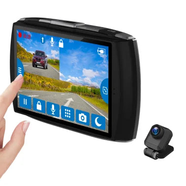 Z-EDGE™ T4 Front and Rear 1080p Dash Camera with 4-In. Touch-Screen, Night Vision, and microSD™ Card