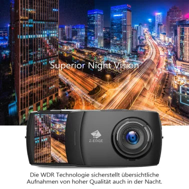 Z-EDGE™ T4 Front and Rear 1080p Dash Camera with 4-In. Touch-Screen, Night Vision, and microSD™ Card